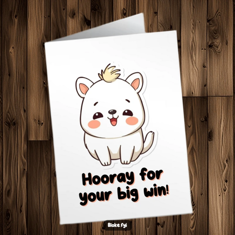 Funny free printable congratulations card: A friendly animal with a slightly rough charm shares a big, infectious laugh, perfect for celebrating.