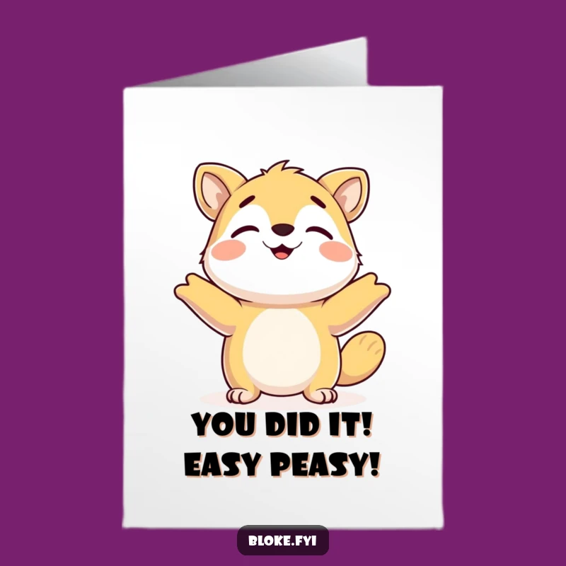 Free Printable Congrats Card: Relaxed Shrugging Animal, Funny Downloadable Success Greeting