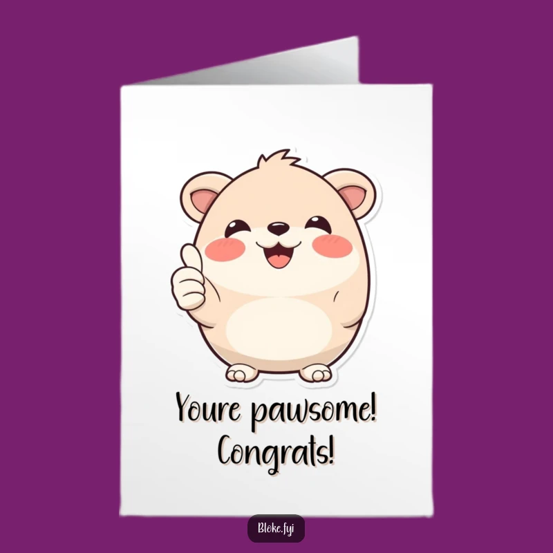 Free Printable Congratulations Card: Round Animal Thumbs Up for Wins Big & Small
