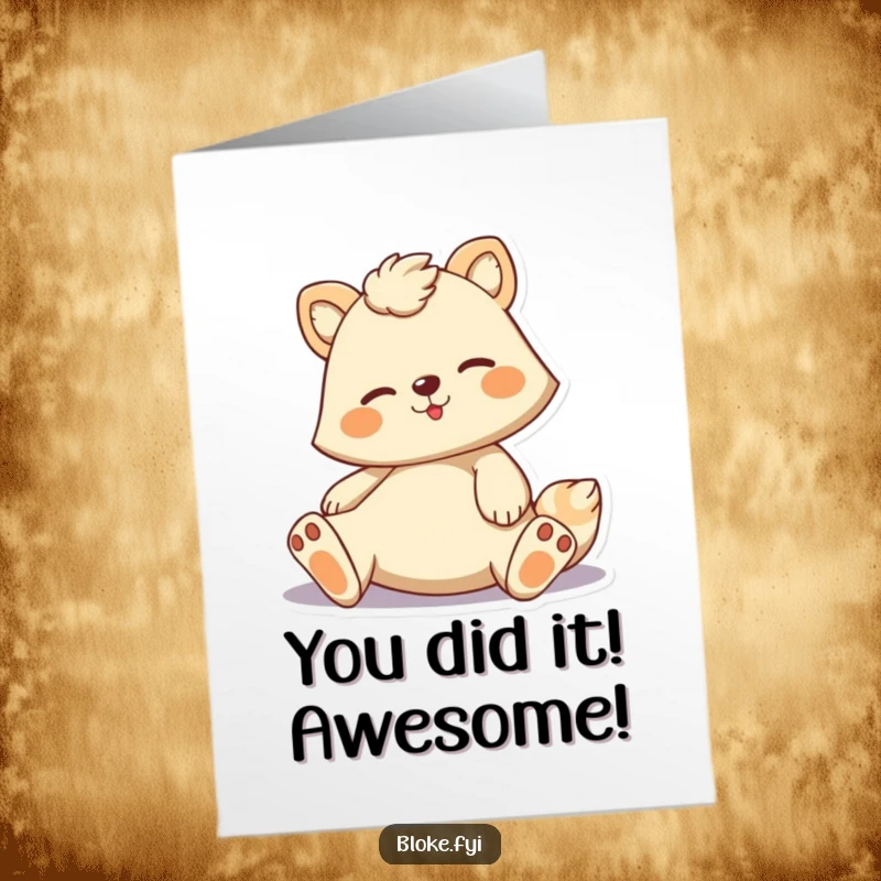 Funny Free Printable Congratulations Card: Cartoon animal lounges casually, celebrating achievements with an easygoing, humorous attitude.