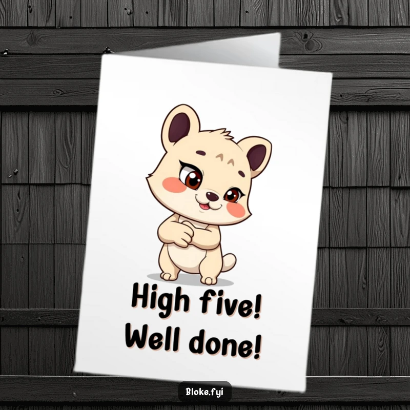 Funny Free Printable Congratulations Card: Animal with a mischievous glint offers a handshake, celebrating clever achievements slyly.