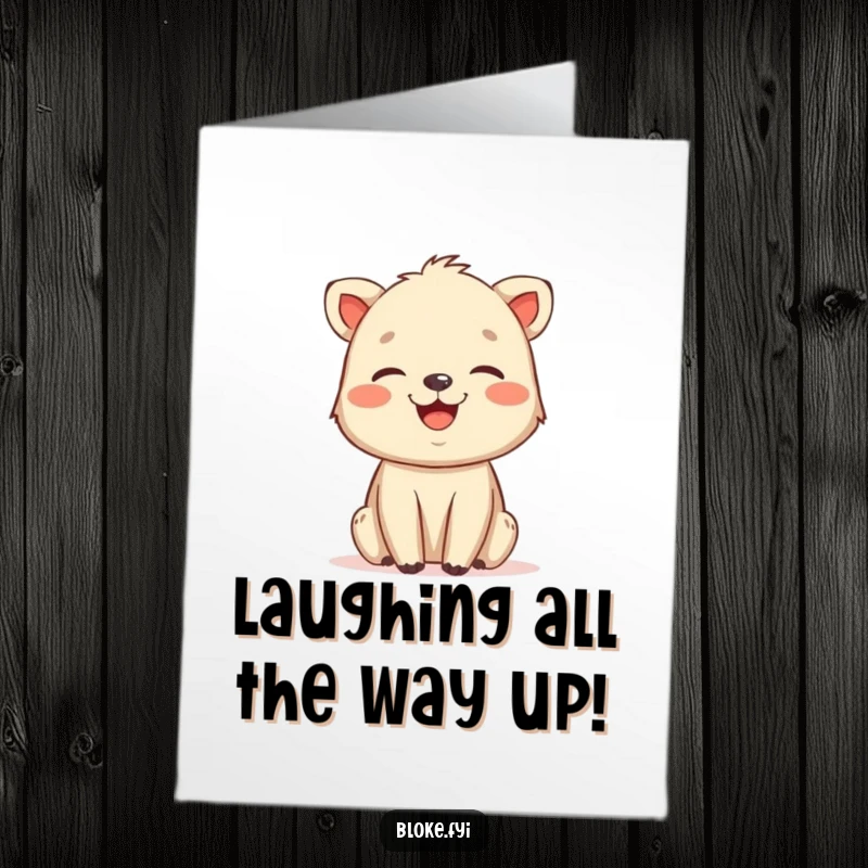 Funny Free Printable Congratulations Card of a laughing animal with a friendly, rough charm, a humorous and downloadable card.