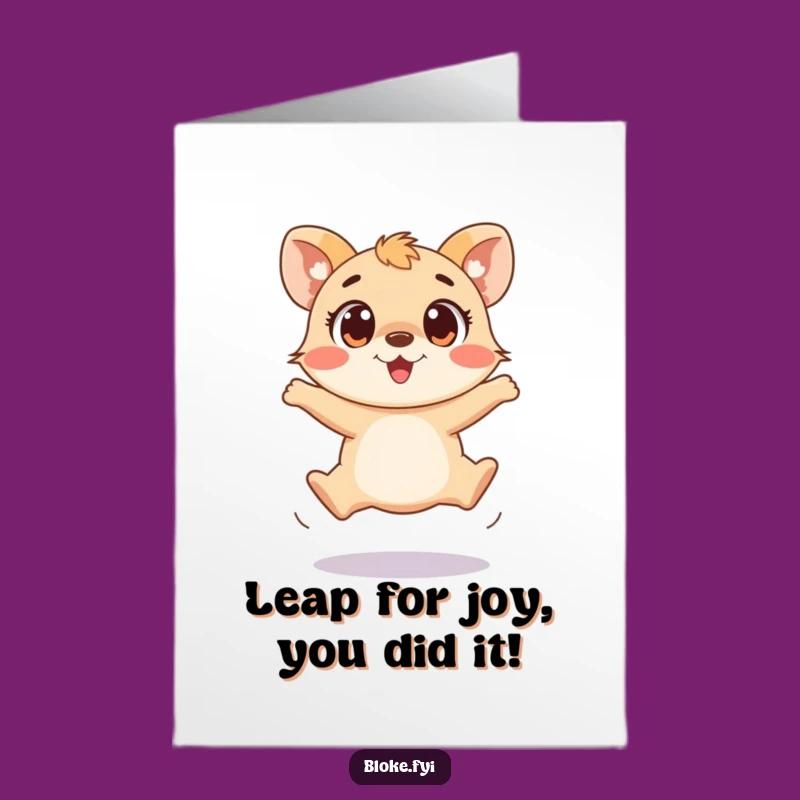Free Printable Congrats Card: Excited Animal Clumsy Jump Funny Downloadable Gift