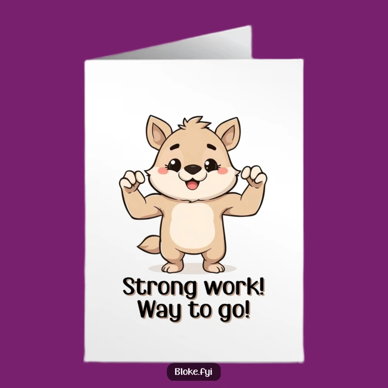 Free Printable Congrats Card: Flexing Animal, Funny Downloadable Victory
