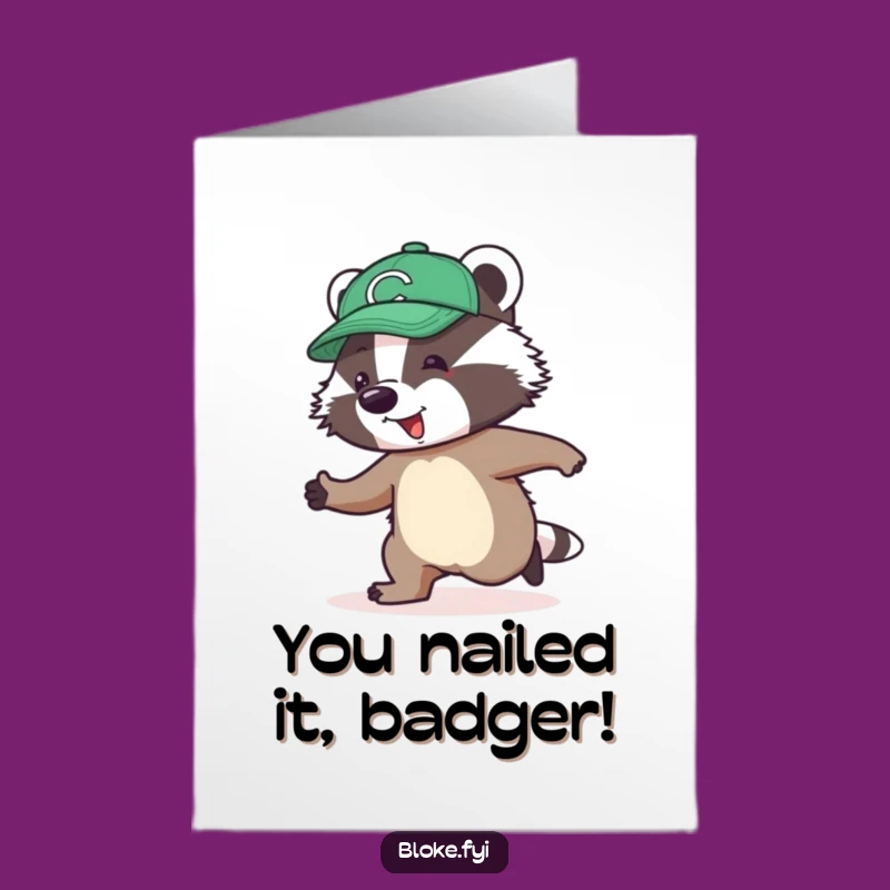 Free Printable Congrats Card: Awkward Badger Skippy Celebration Downloadable