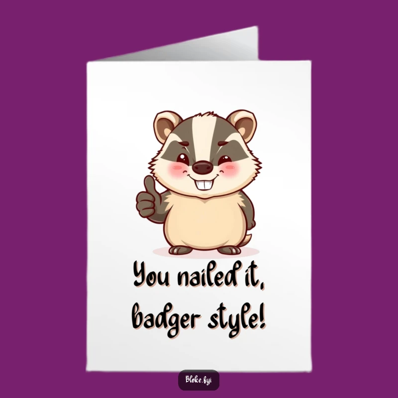 Free Printable Badger Congrats Card: Winking Thumbs Up Downloadable DIY Gift