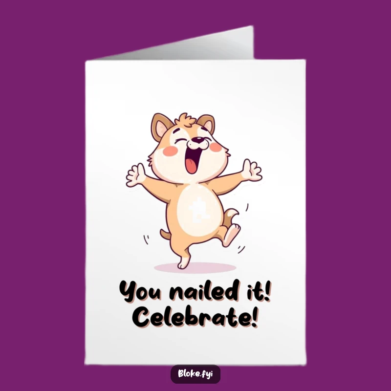 Free Printable Congrats Card: Comical Dancing Bloke Animal - Celebrate with Laughter!
