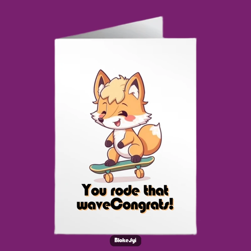 Free Printable Congrats Card: Skateboarding Fox Victory Downloadable Art