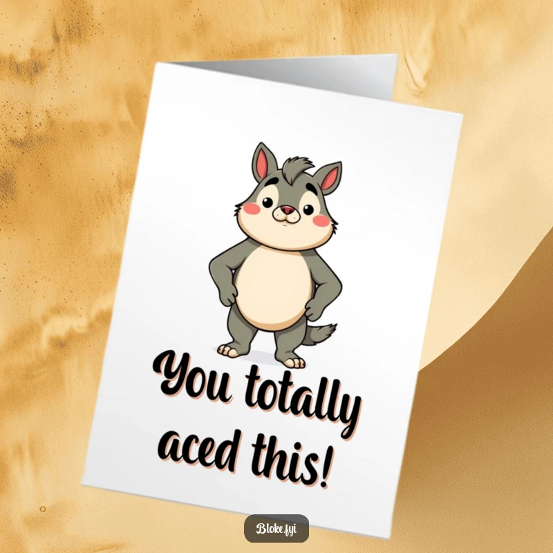 Funny Free Printable Congrats Card: Proud animal character striking a confident pose, celebrating a momentous achievement with flair.