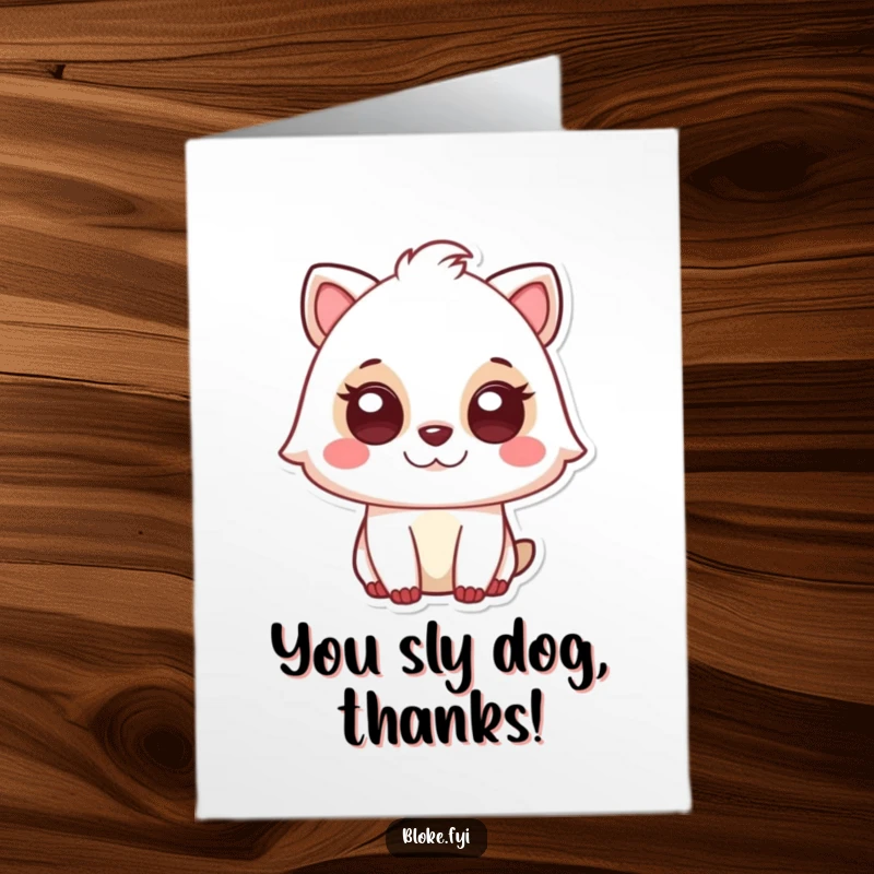 Funny Free Printable Thank You Card: Cute animal shares a knowing, humorous glance, conveying thanks with a witty, shared understanding.