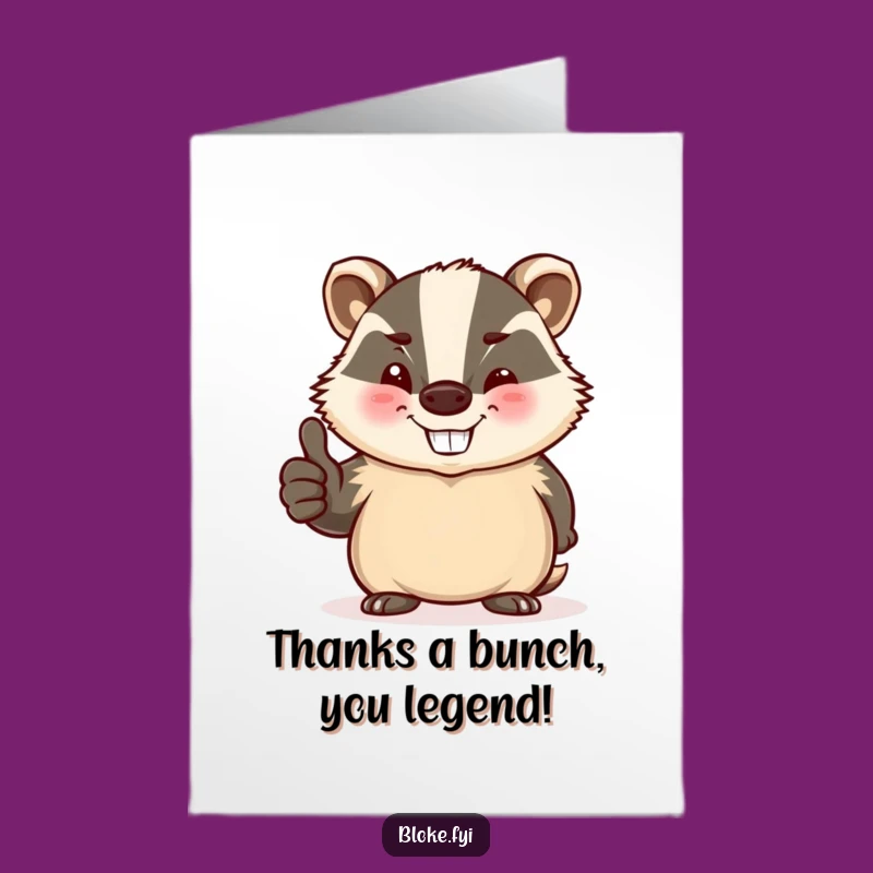 Free Printable Badger Thank You Card: Winking Downloadable Gift for Gratitude