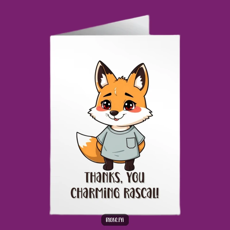 Free Printable Fox Thank You Card: Casual Gratitude Downloadable Gift