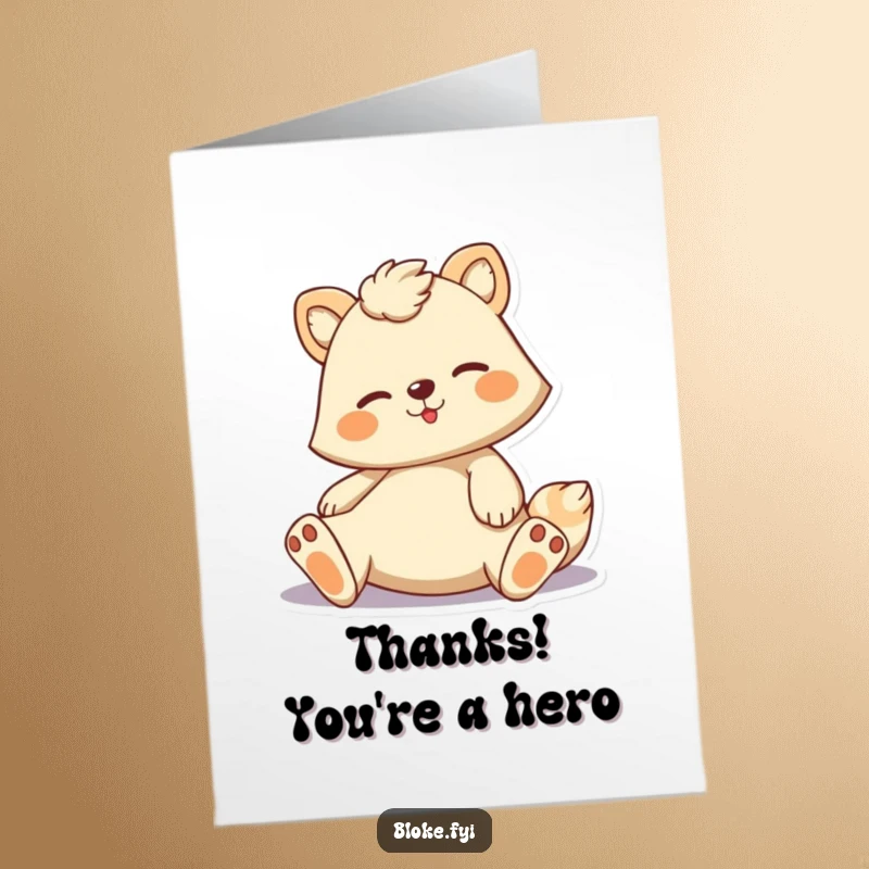 Funny Free Printable Thank You Card: Cartoon animal lounges casually, offering thanks with a laid-back, humorous demeanor.