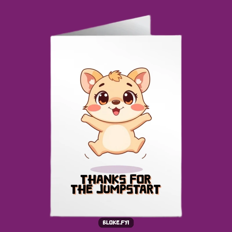 Free Printable Thank You Card: Excited Animal Clumsy Jump Funny Downloadable Gift