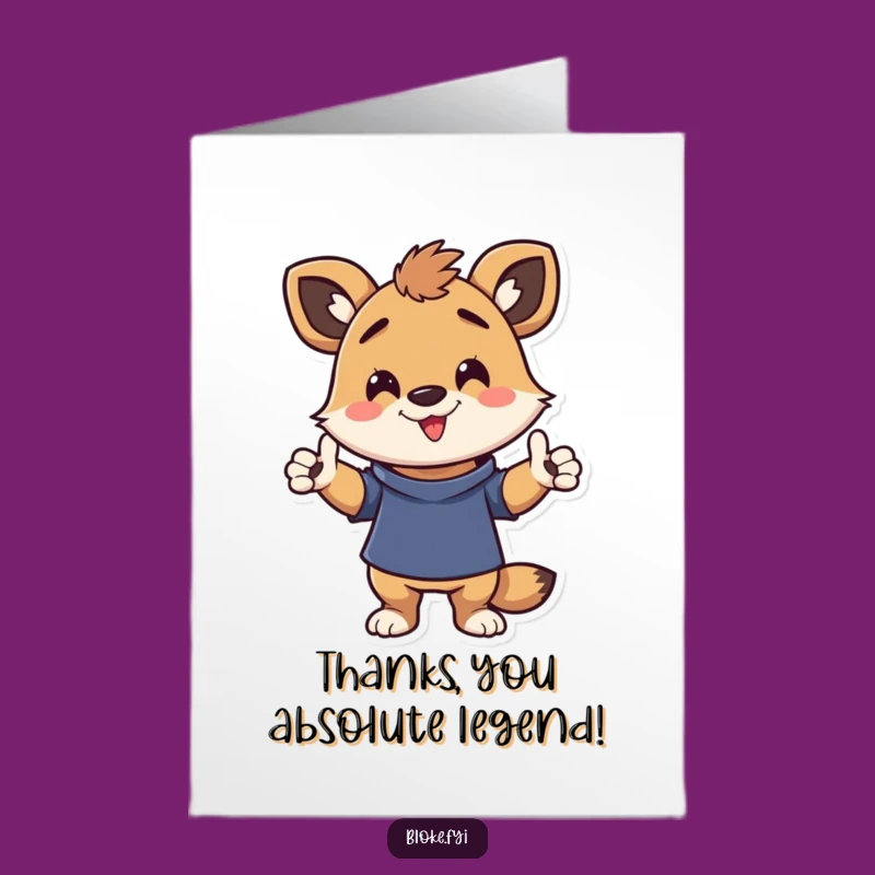 Free Printable Thank You Card: Funny Animal Pose, Casual Character, Downloadable