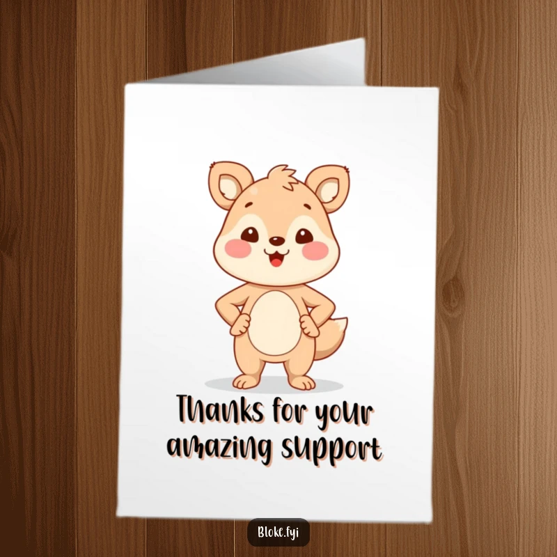 Funny Free Printable Thank You Card: A smiling animal stands confidently, hands firmly on its hips.