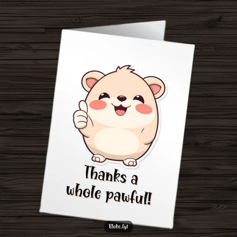 Funny Free Printable Thank You Card: A jovial round creature offers a big thumbs-up as a sign of sincere gratitude.
