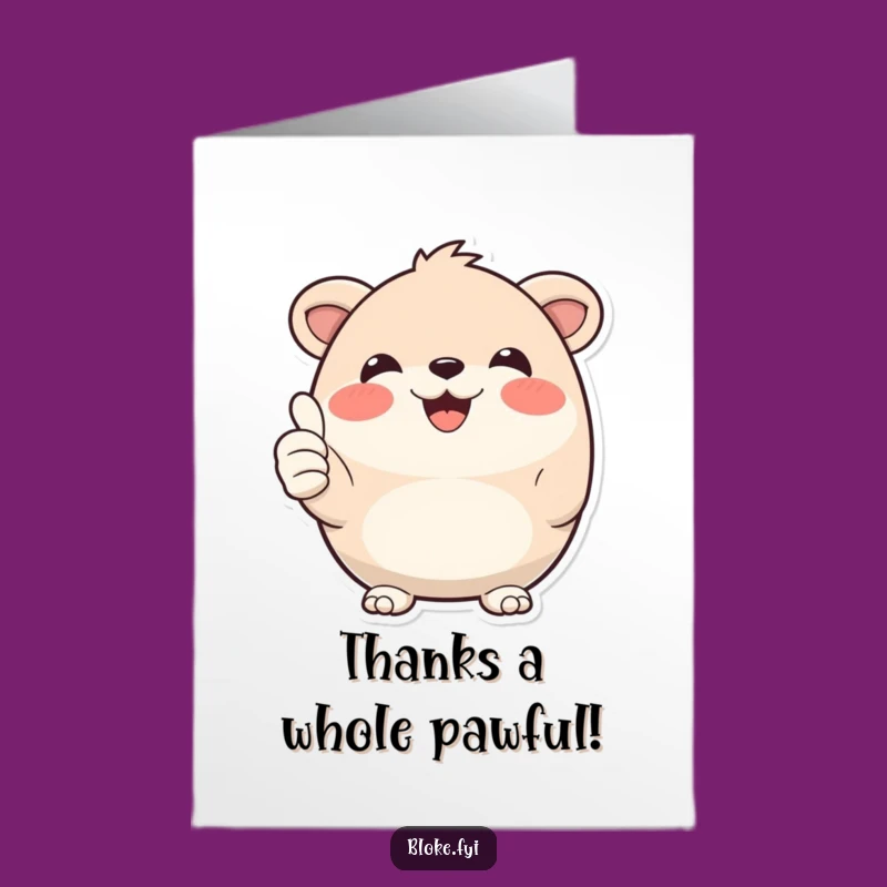 Charming Free Printable Thank You Card: Round Animal Expresses Gratitude with Thumbs Up