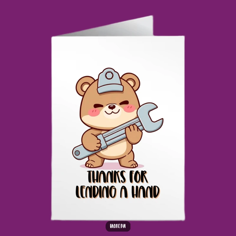 Free Printable Thank You Card: Bear Mechanic Thanks Downloadable Gift