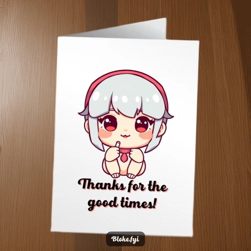 Funny free printable thank you card: An amiable character with a big smile offers a refreshing pint to express sincere thanks.