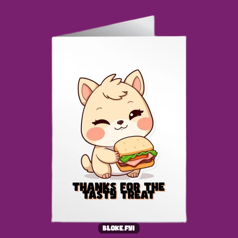 Thanks Free Printable Card: Tiny Sandwich Bloke Animal Humor Downloadable Gift
