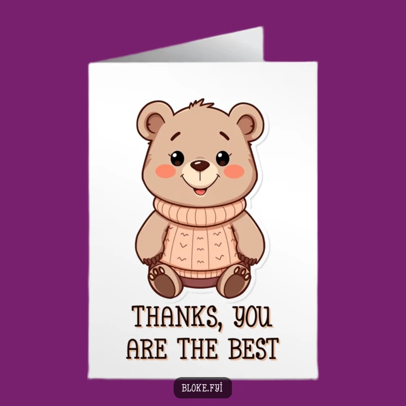 Free Printable Bear Thank You Card - Cozy Sweater Design, Downloadable Gift