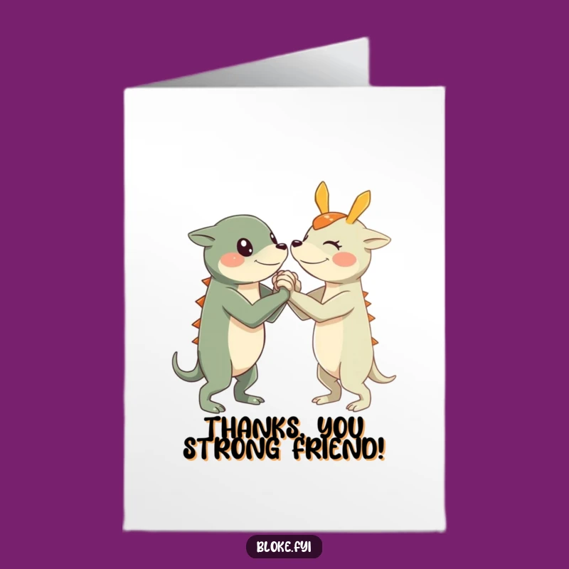 Free Printable Thank You Card: Arm Wrestle Creature, Friendly Downloadable Gratitude