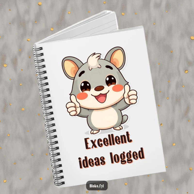 Funny notebook with a cheerful bloke animal character giving a double thumbs-up with a wide smile, ideal for notes.