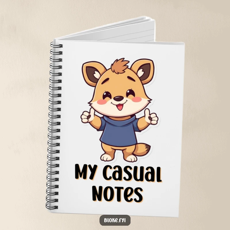 Funny notebook cover featuring an energetic animal character in a funny, casual pose, perfect for jotting down humorous ideas.
