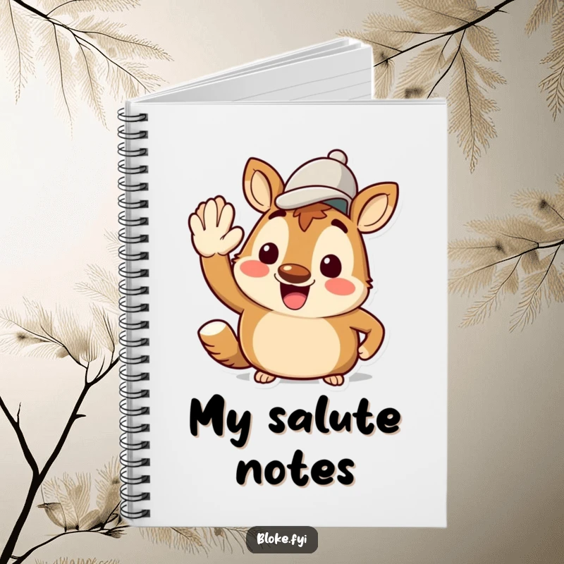 Funny Bloke Animal Notebook: Journal with a happy character giving a jaunty salute with a cap, ideal for notes and memos.