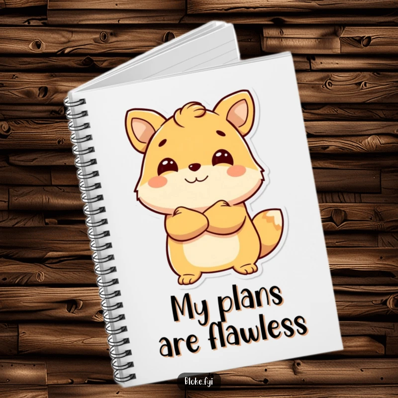 Funny Notebook with a smiling animal character arms crossed, looking ahead confidently, ideal for note-taking with personality.