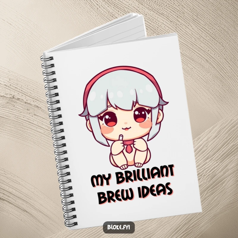 Funny Notebook: A friendly character with a welcoming smile offers a pint, inspiring jotting down ideas and humorous notes.