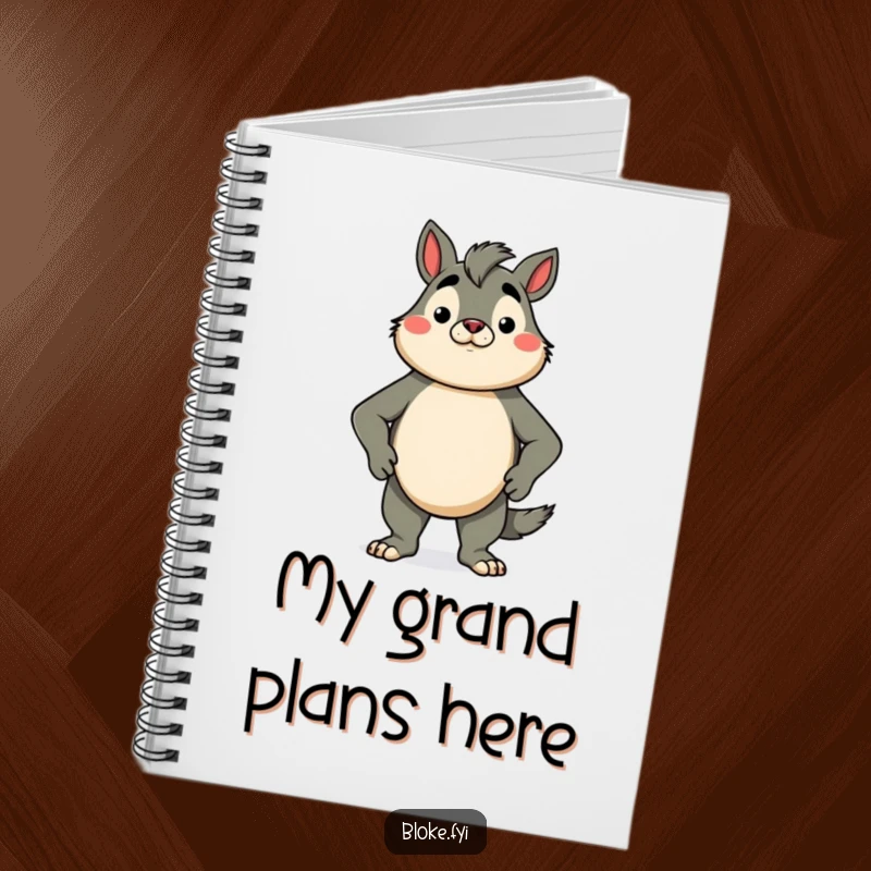 Funny notebook with a proud bloke animal character standing tall with chest puffed out, ideal for jotting down inspired thoughts.