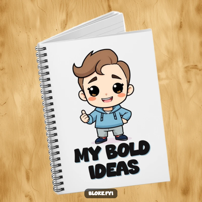 Funny notebook featuring a simple guy with a cheeky grin striking a confident, humorous pose, ideal for writing and planning.