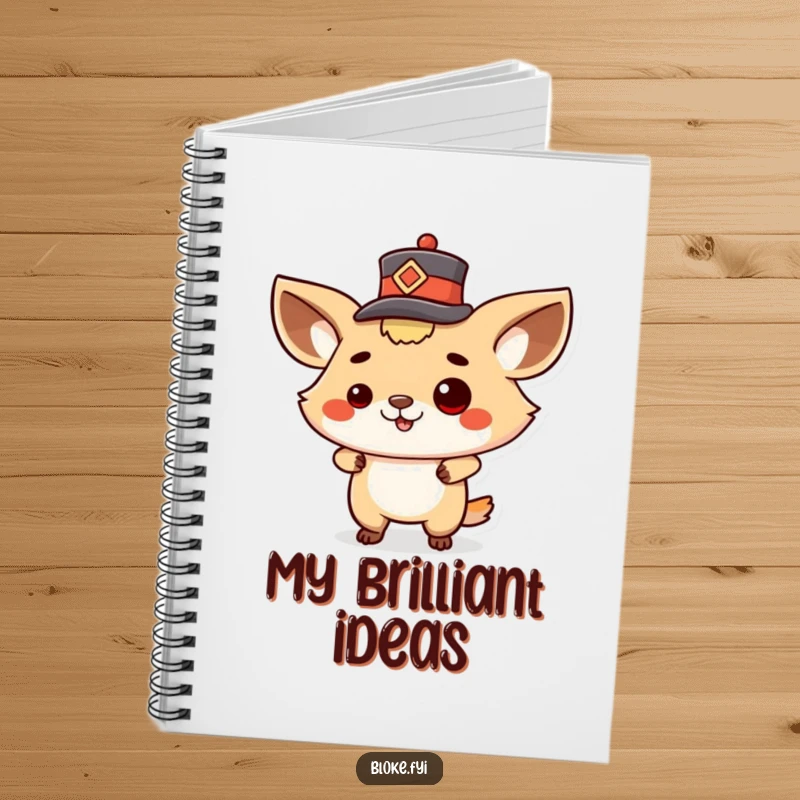 Funny notebook cover showing a proud animal character with a swaggering posture, tipping a tiny hat, inspiring confidence.