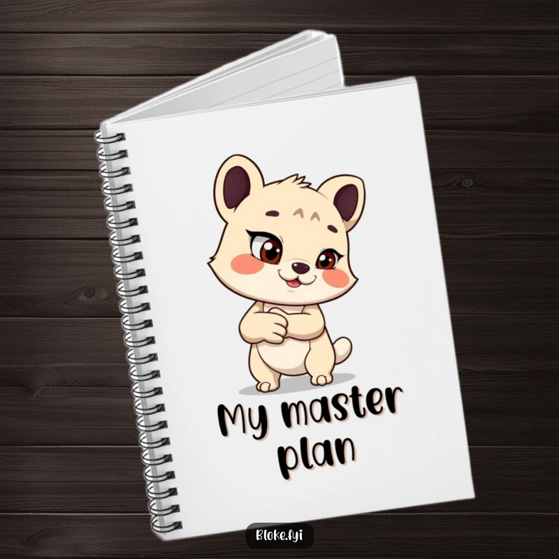 Funny notebook featuring an animal offering a handshake with a mischievous glint, ideal for capturing playful plans humorously.