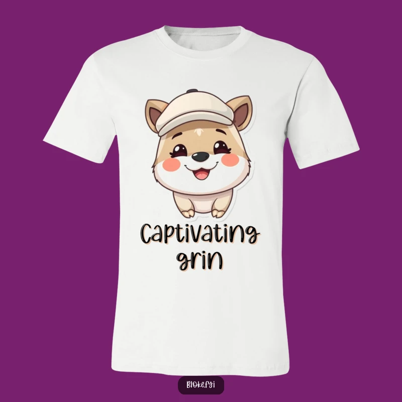 Funny Cute Animal Flat Cap T-Shirt - Cheeky Humorous Animal Lover Gift