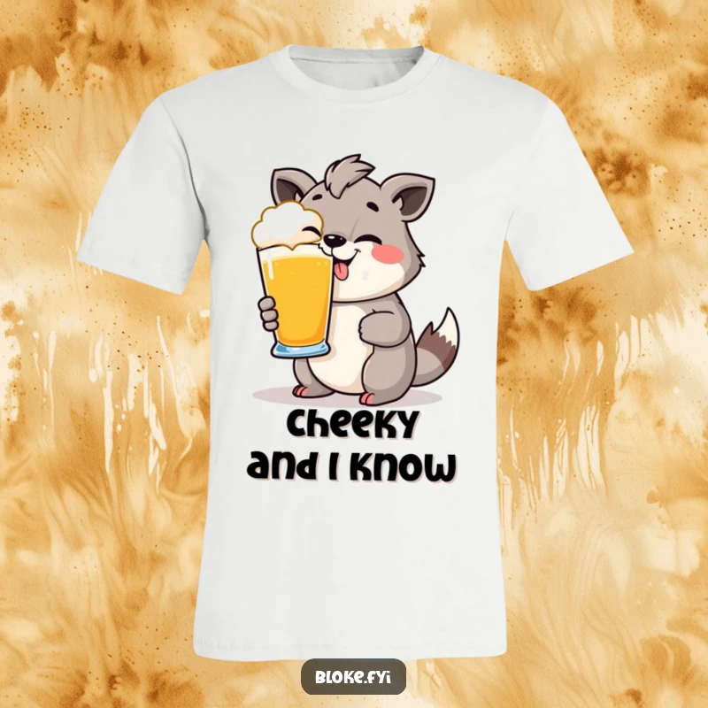 Funny T-Shirt: Adorable animal with a cheeky grin holding a pint glass, perfect for celebrations and fun.