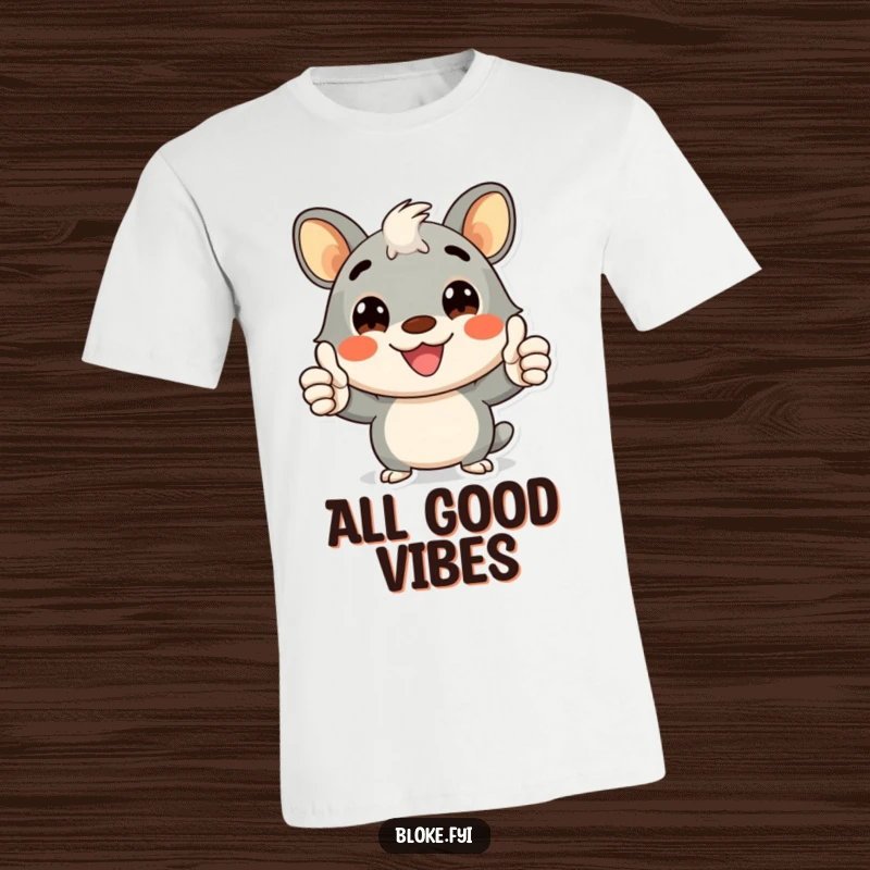 Funny t-shirt depicting a cheerful bloke animal character giving a double thumbs-up with a wide, happy smile, conveying approval.