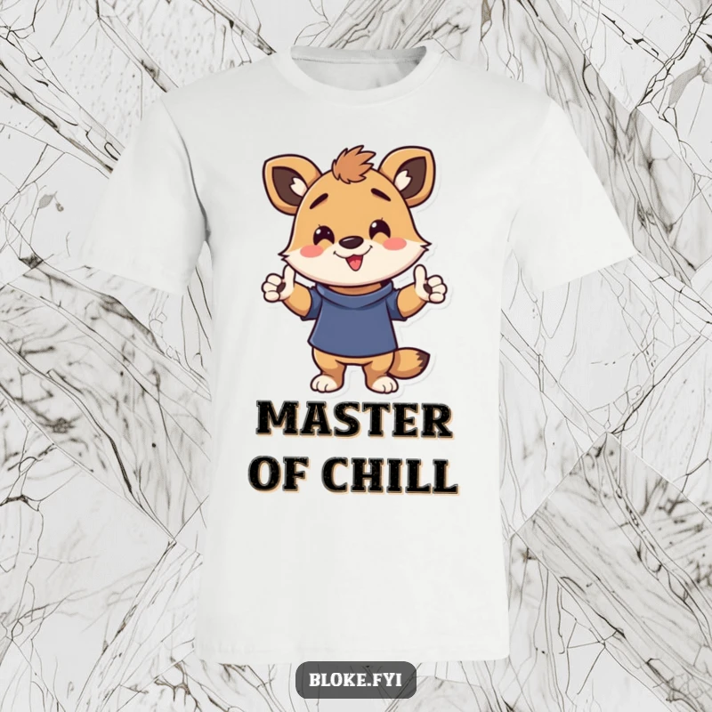 Funny t-shirt with an energetic animal character striking a funny, casual pose, embodying relaxation and lighthearted humor.