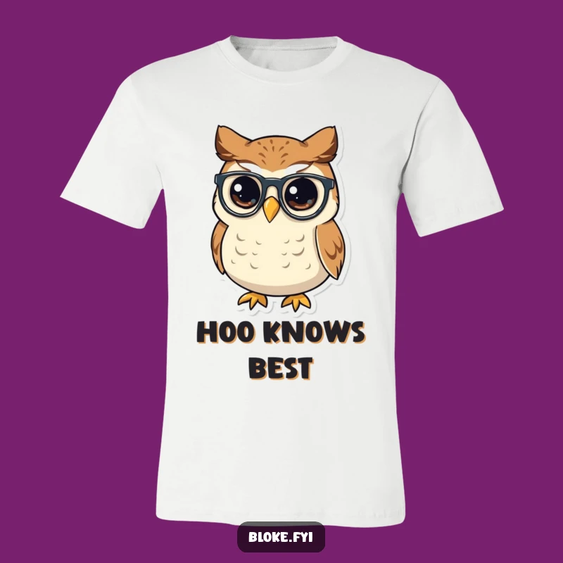 Funny Owl Spectacles T-Shirt, Wise Professor Design, Smart Casual Apparel