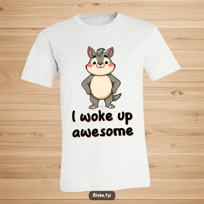 Funny t-shirt featuring a proud bloke animal character standing tall with its chest puffed out, symbolizing strength and self-assurance.