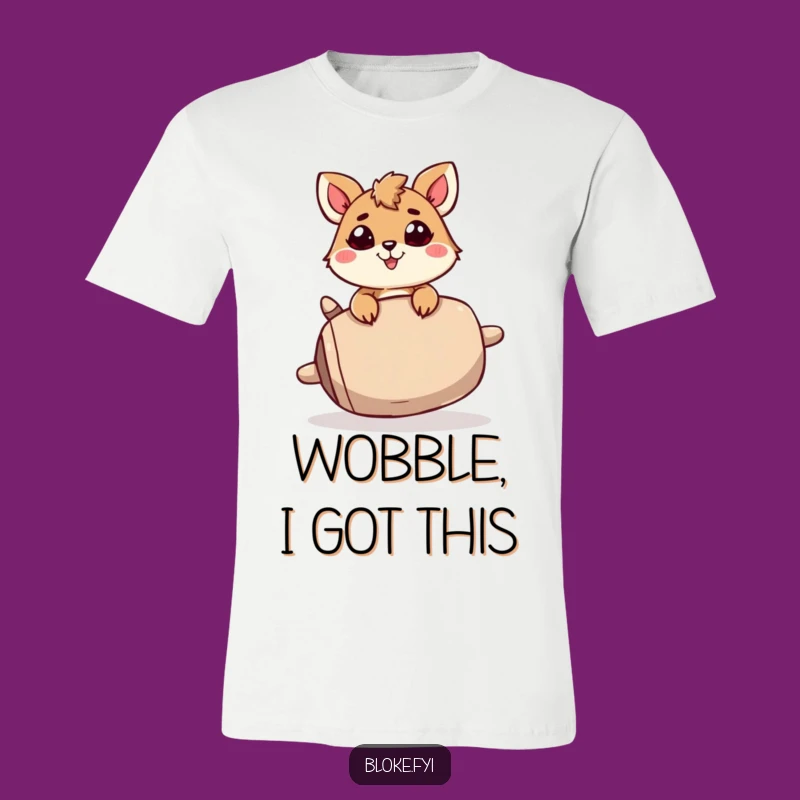 Funny Wobbly Balance Animal Tee: Determined Effort, Hilarious Style