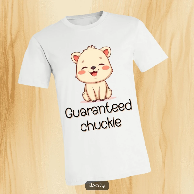 Funny t-shirt featuring a friendly, slightly rough animal sketch laughing heartily, perfect for expressing a genuine and unpolished sense of fun.