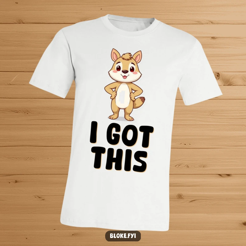 Funny t-shirt featuring a smiling animal character standing tall and proud with hands on its hips, embodying confidence and a positive attitude.