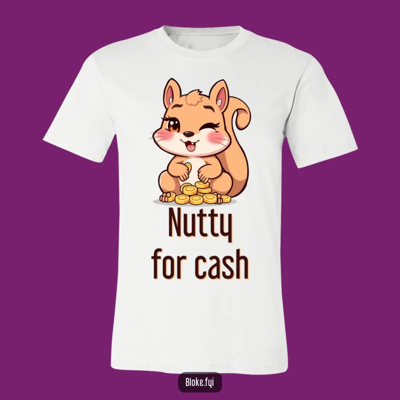 Funny Squirrel Wink T-Shirt: Show Off Your Mischief with This Hilarious Coin Counting Tee Gift!
