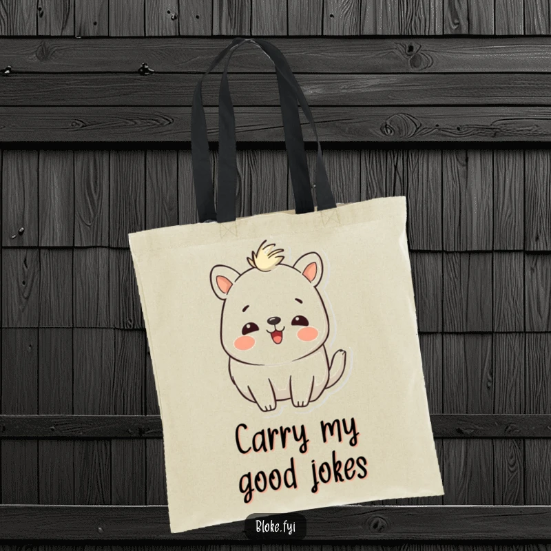 Funny Tote Bag: An animal with a charmingly imperfect style shares a booming laugh, perfect for carrying essentials and good vibes.