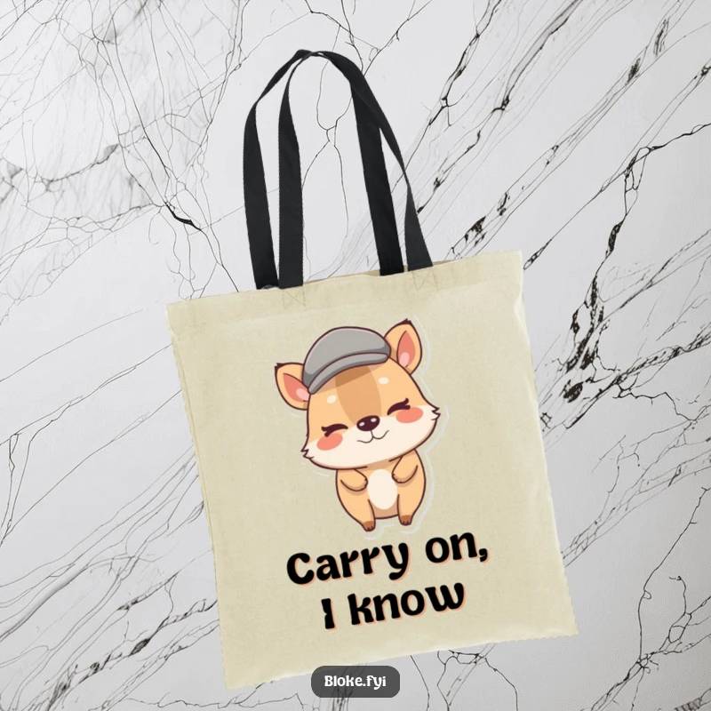 Funny Stout Animal Tote Bag with a character in a flat cap giving a knowing wink, ideal for everyday humor.