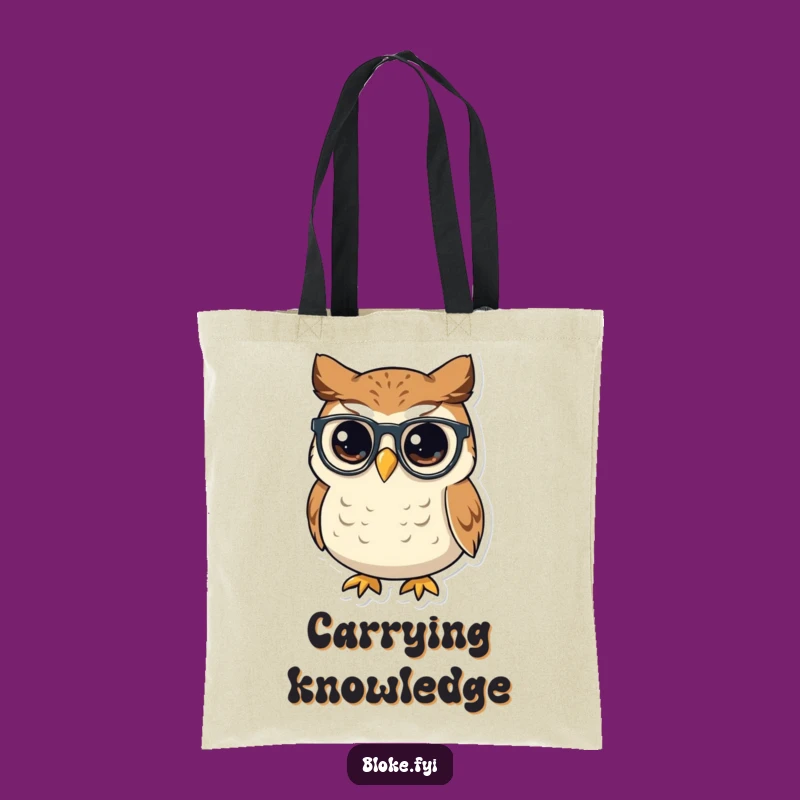 Funny Owl Spectacles Tote Bag, Wise Bookworm Carryall, Smart Accessory