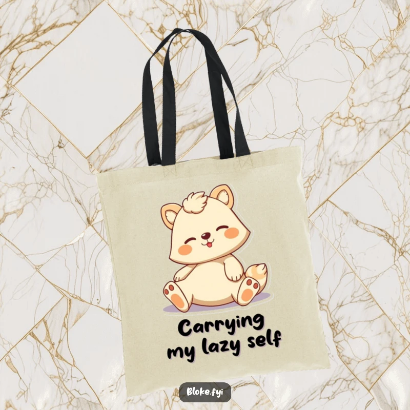 Funny tote bag featuring a cartoon animal in a casual, lounging pose, a stylish and humorous gift for everyday use.